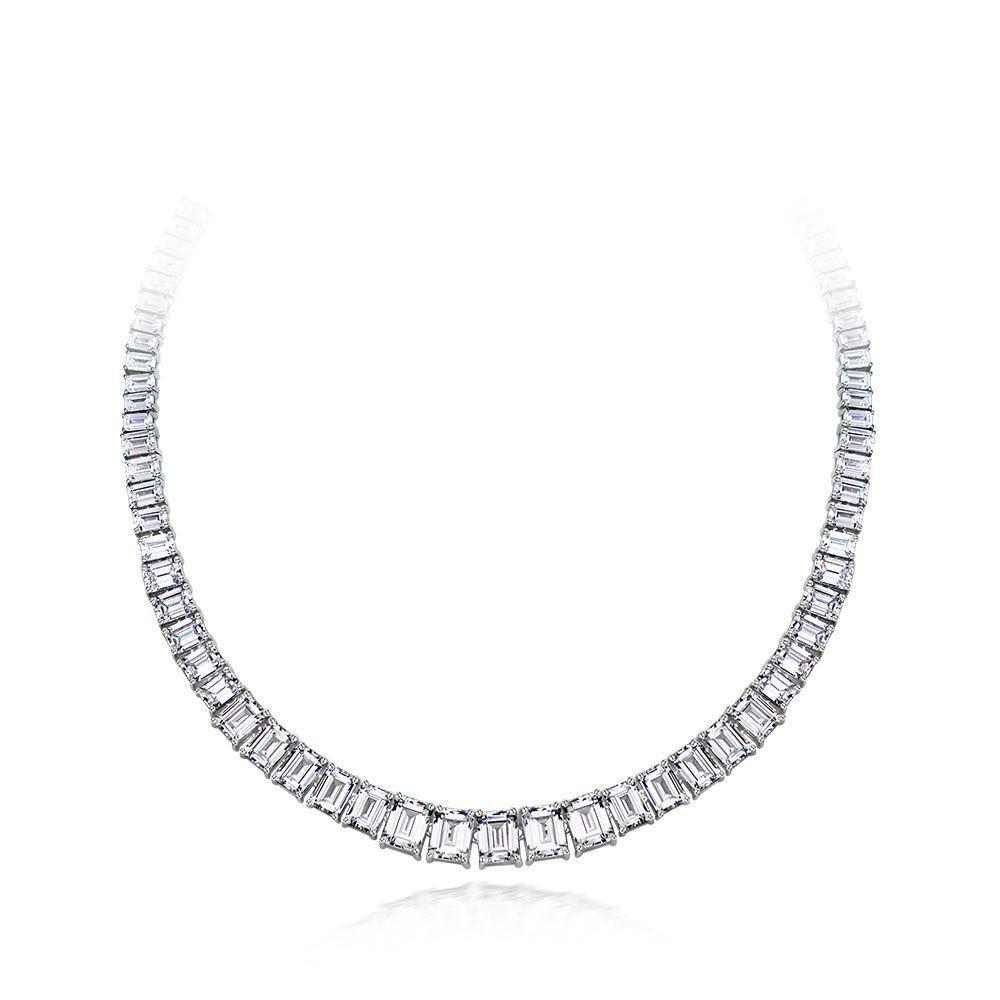 Emerald Cut Diamond Necklace - HERS