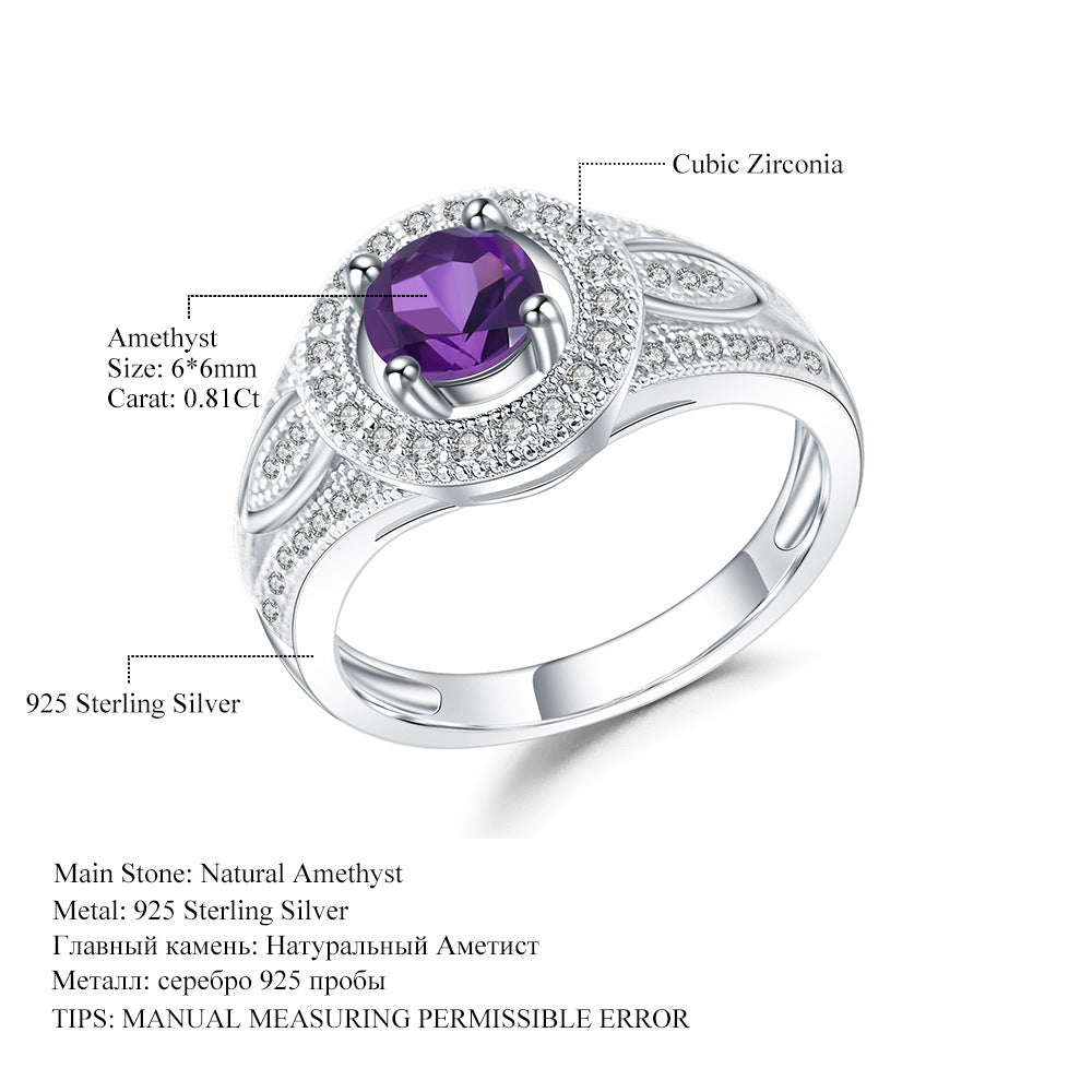Vintage Purple Engagement Ring Set