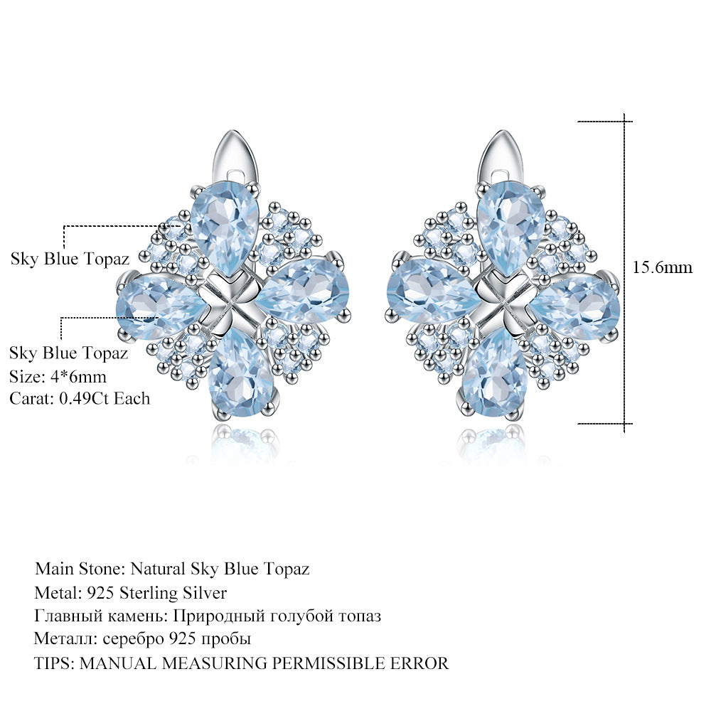 Blue Topaz Earrings Studs - HERS
