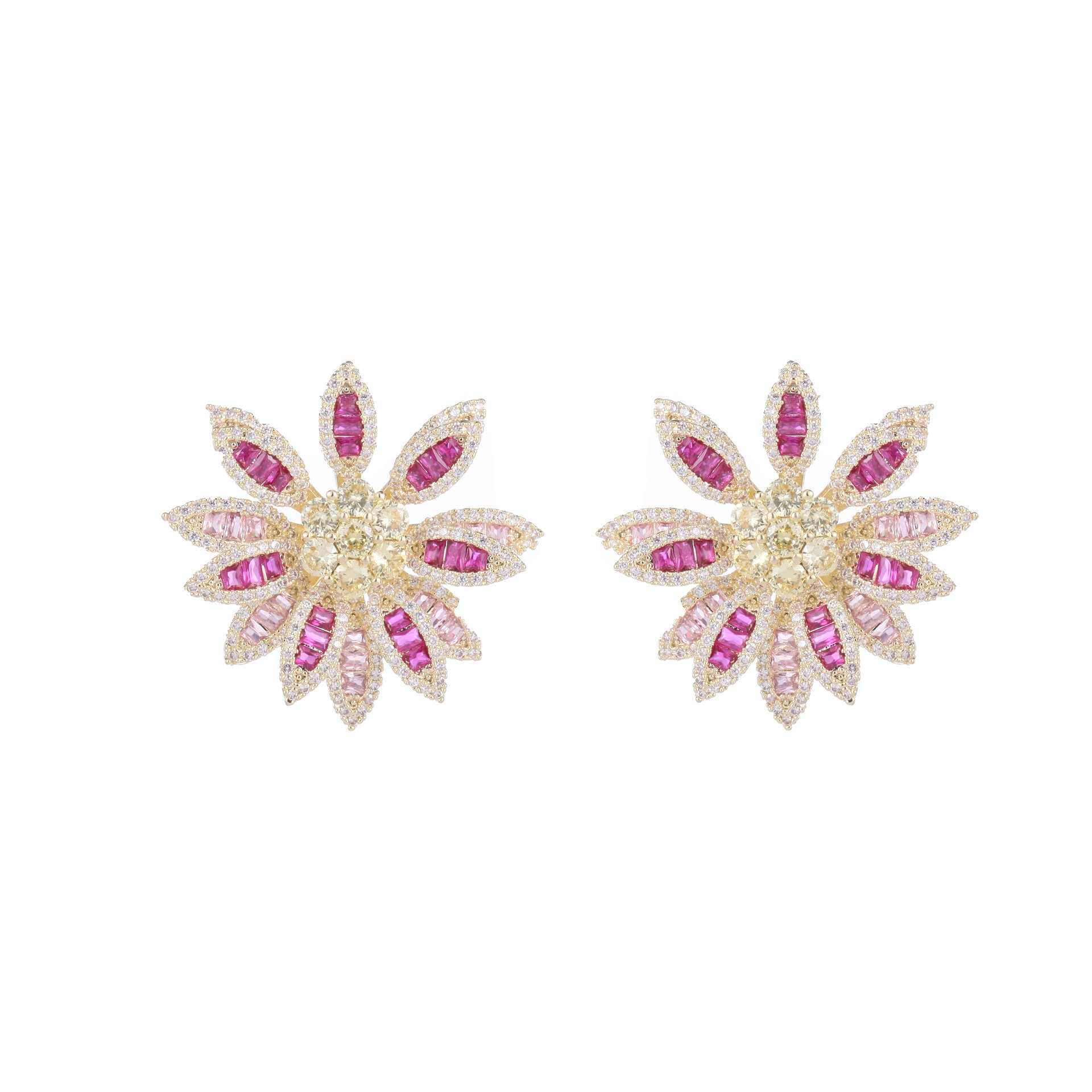 Pink Flower Earrings Studs - HERS