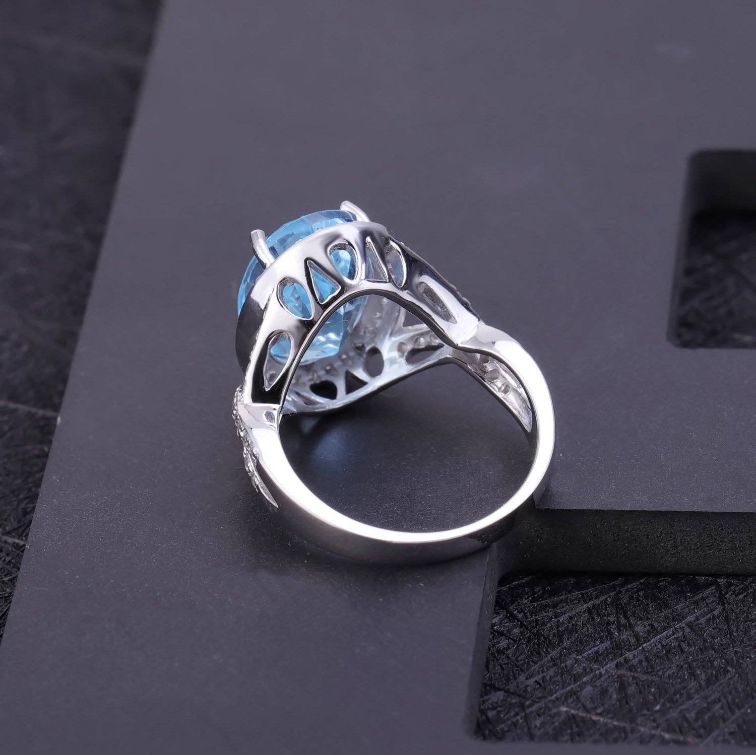 Oval Blue Topaz Ring - HERS