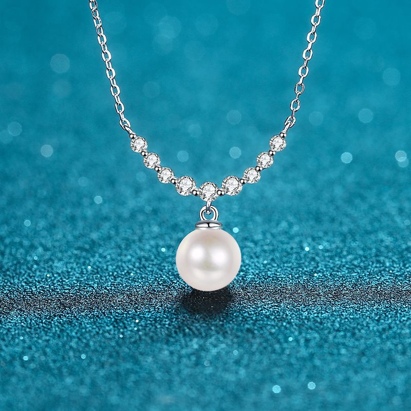 Pearl and Diamond Necklace (Moissanite) - HERS