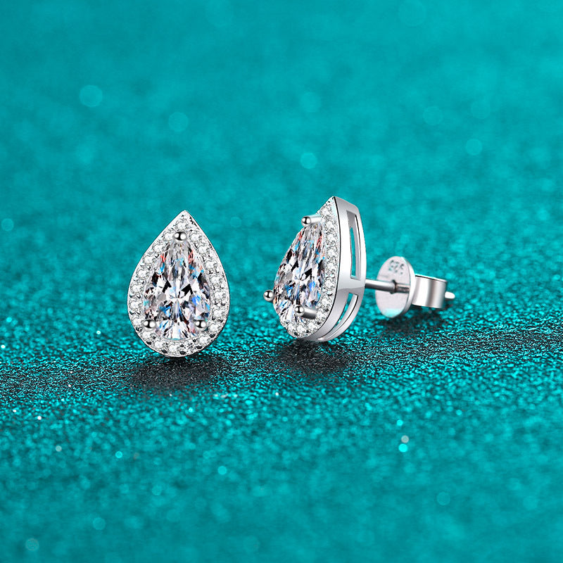 Moissanite Studs Pear Shaped 2 carat - HERS