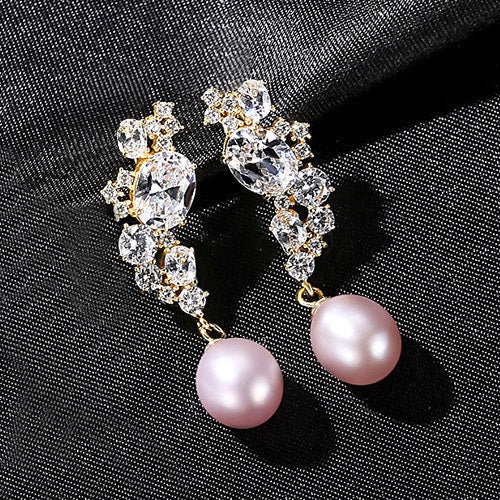 Pearl and Diamond Drop Earrings - HERS