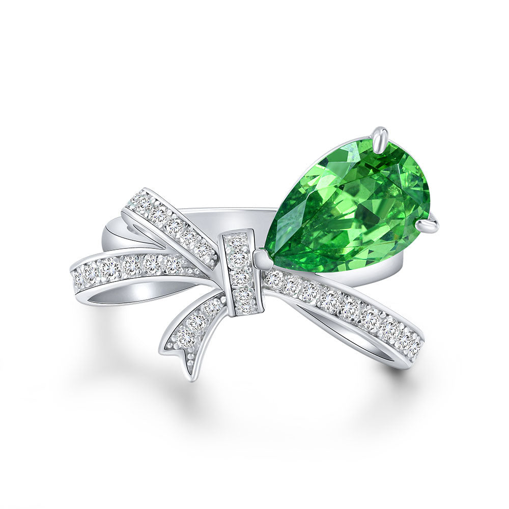 Bow Shaped Ring Emerald Ring - HERS