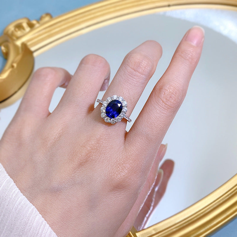 Oval Sapphire Halo Ring