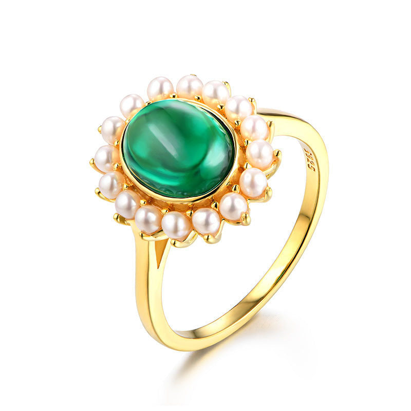 Emerald and Pearl Ring - HERS