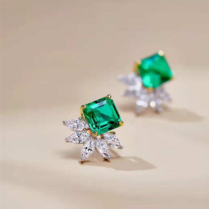 Real Emerald Earrings Studs
