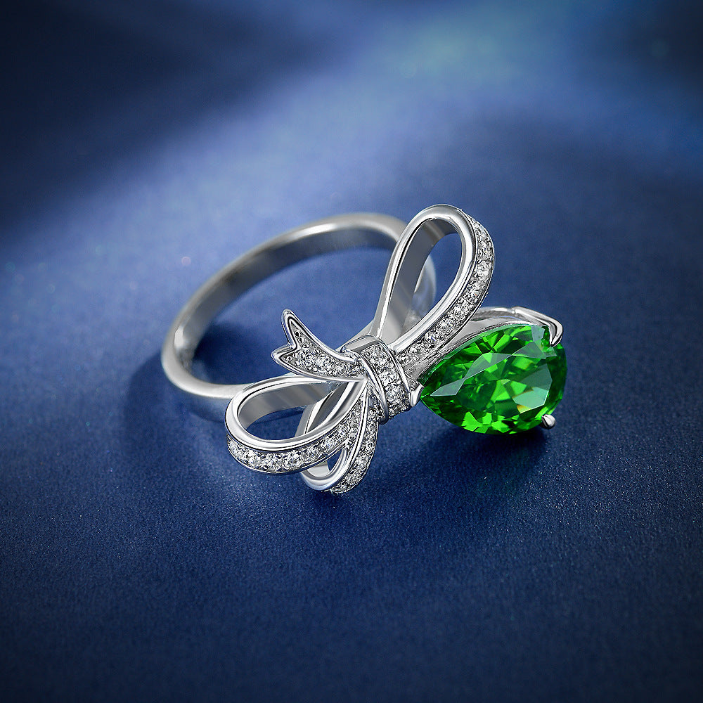 Bow Shaped Ring Emerald Ring - HERS