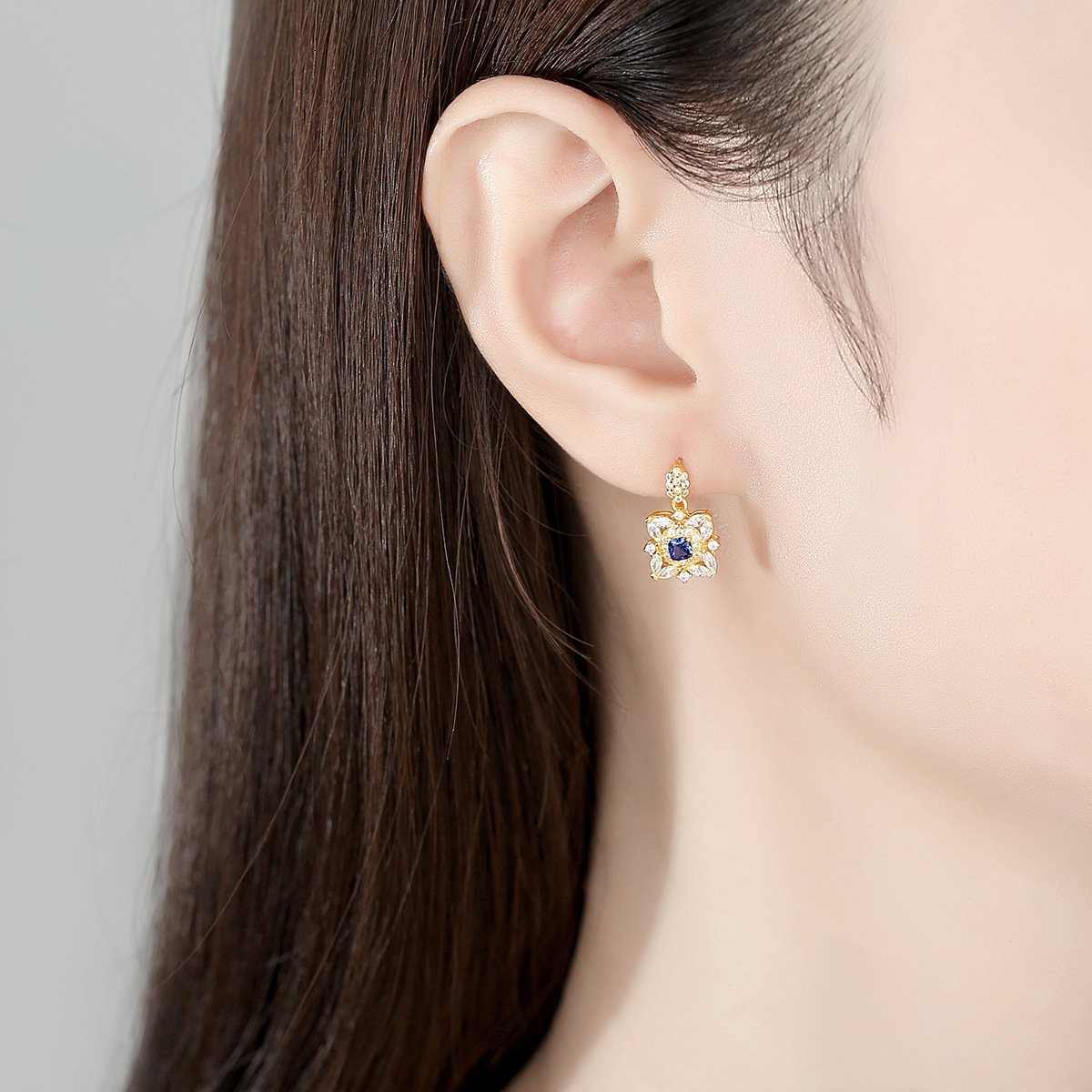 Gold Sapphire Earrings - HERS