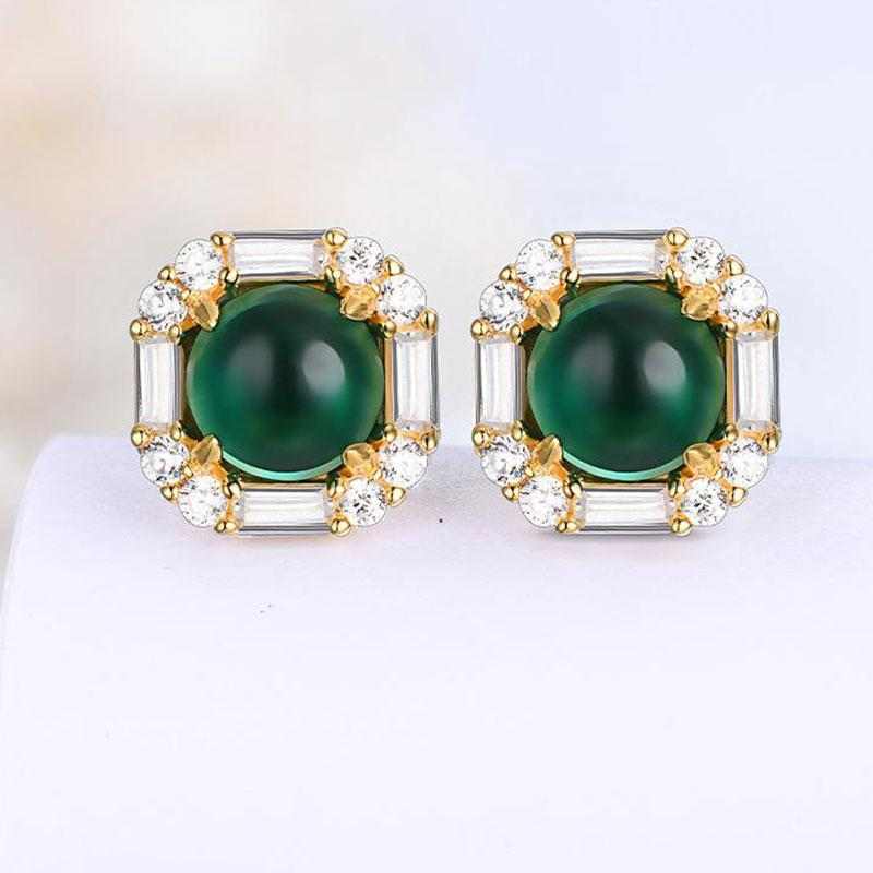 Emerald and Gold Earrings Studs - HERS