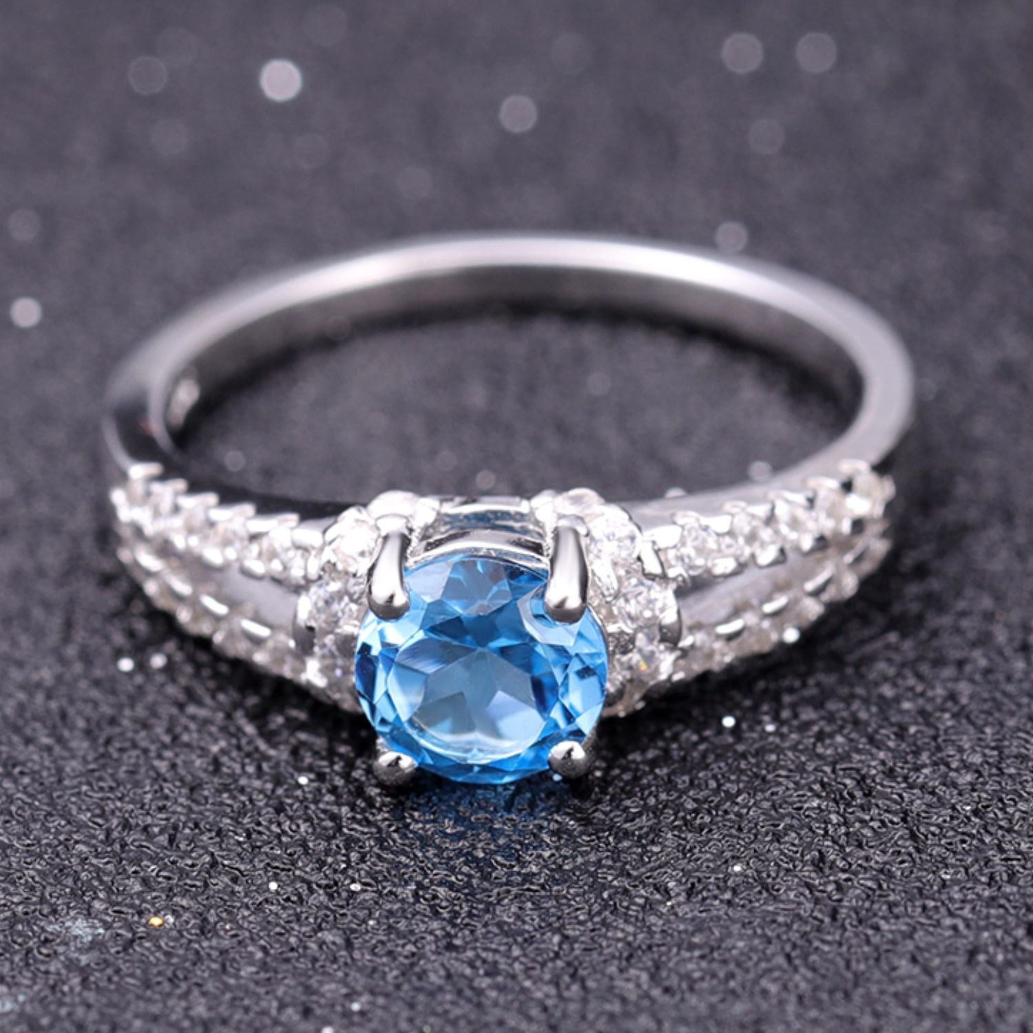 Swiss Blue Topaz Engagement Ring