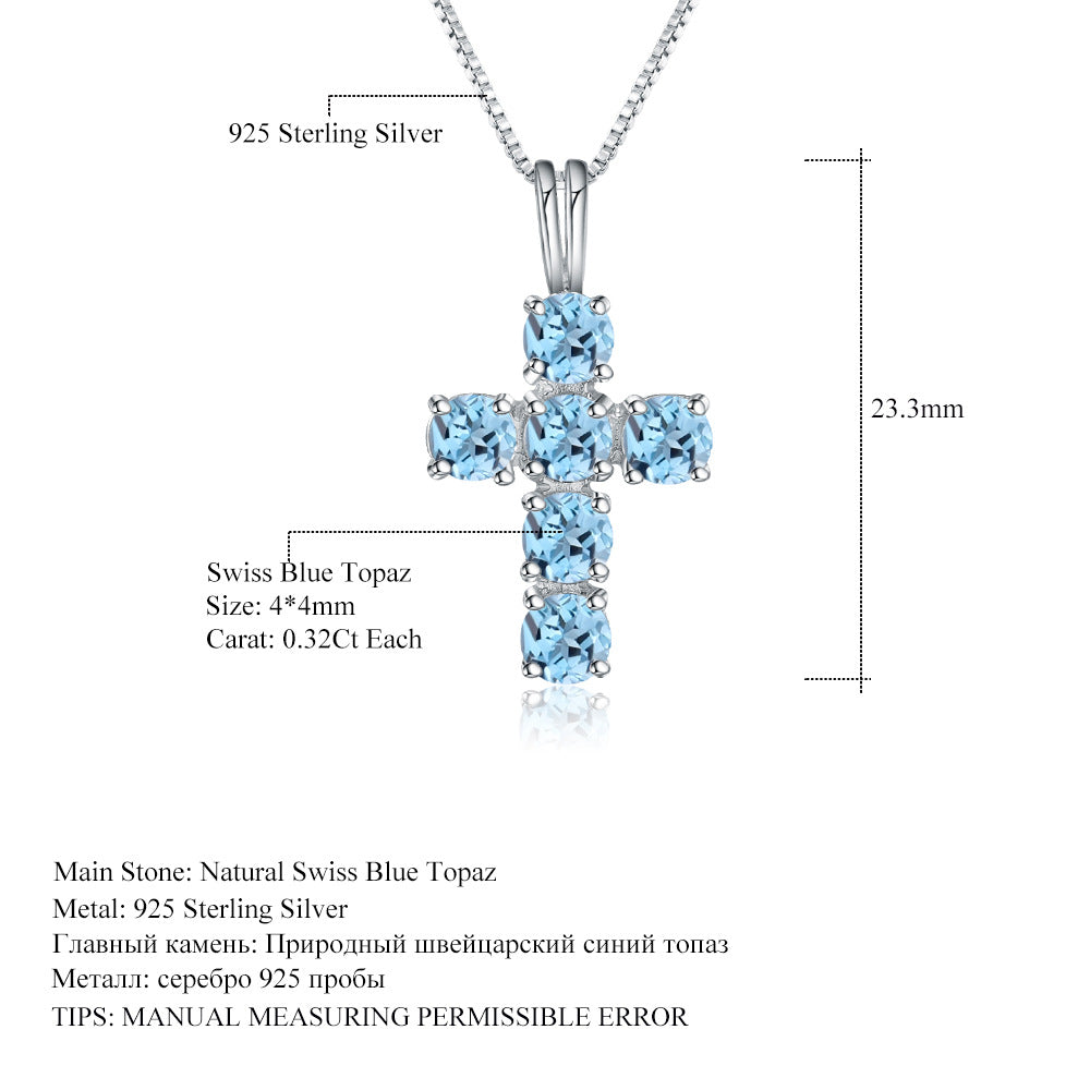 Blue Topaz Cross Necklace - HERS