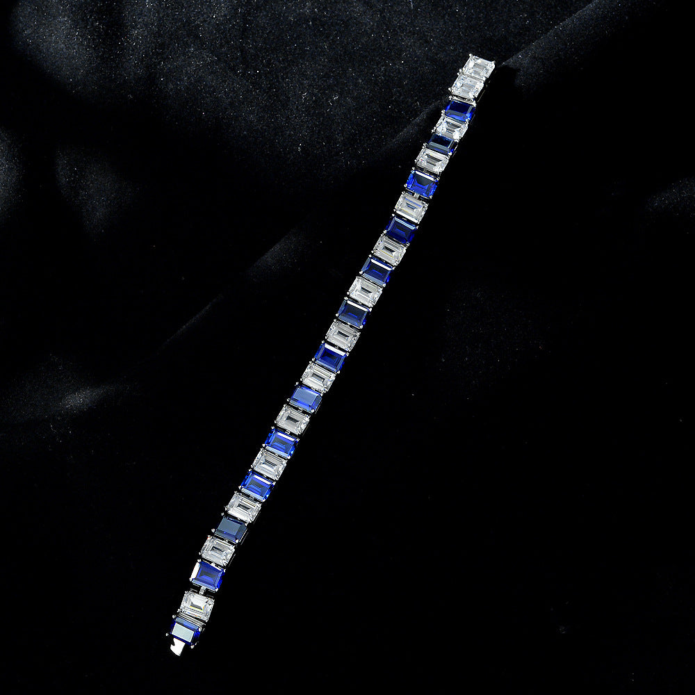 Sapphire Tennis Bracelet with Big Stone