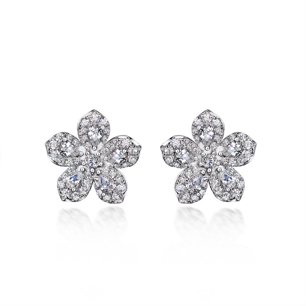 Diamond Flower Stud Earrings - HERS