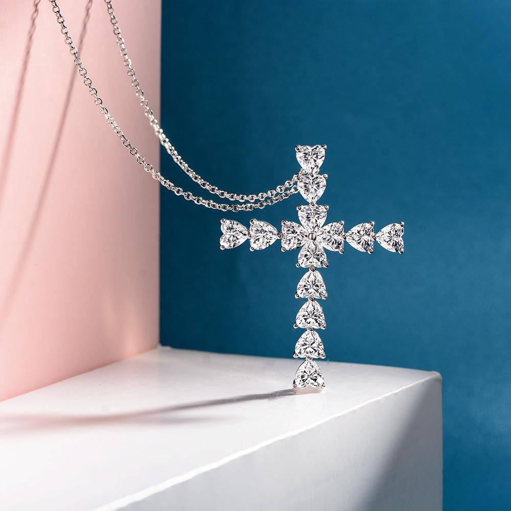 Small Diamond Cross Necklace - HER'S
