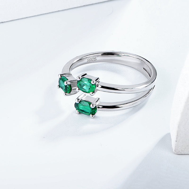 3 Stone Emerald Ring