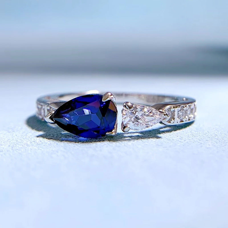 Pear Shaped Sapphire Band Ring