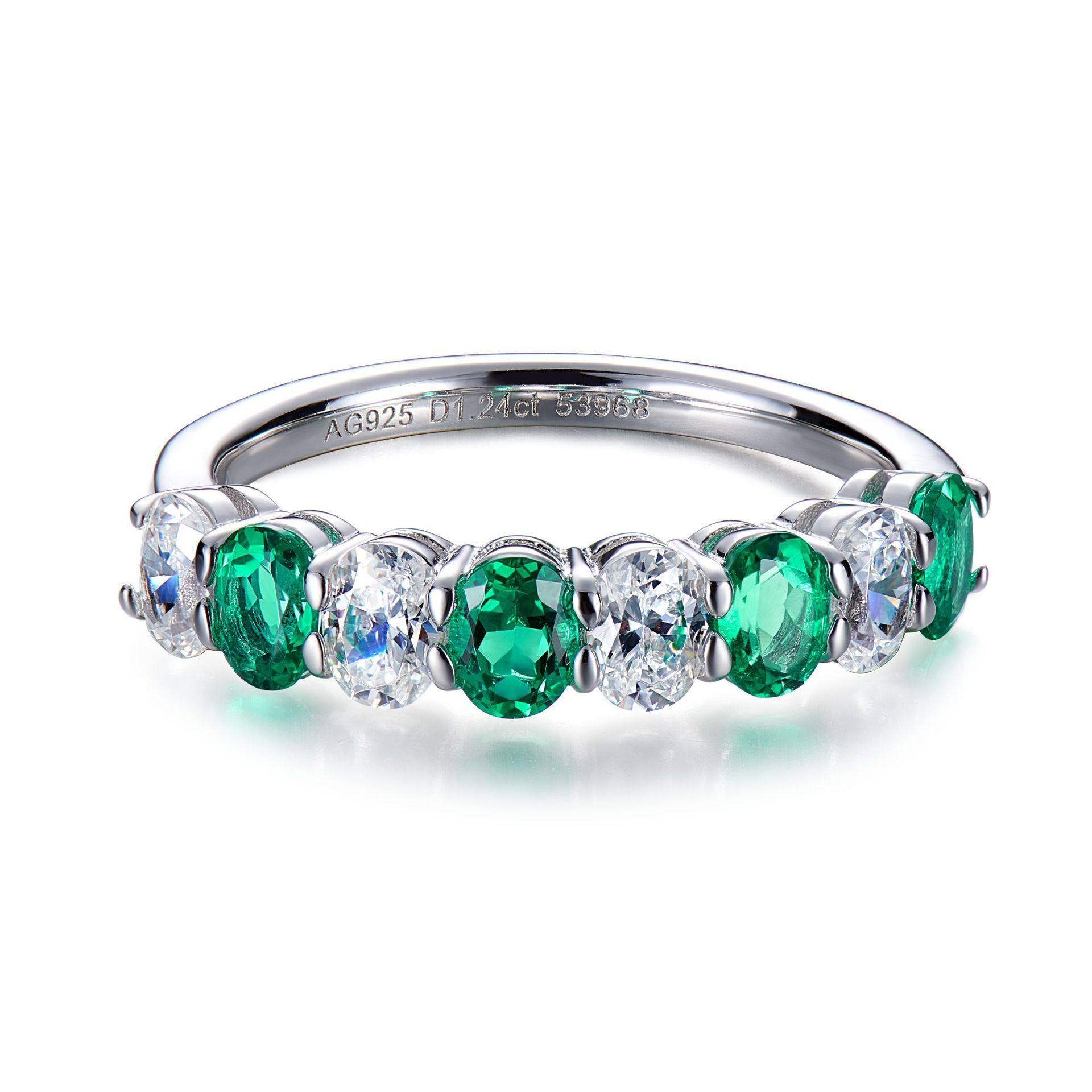 Half Eternity Ring with Emerald and Diamond - HERS