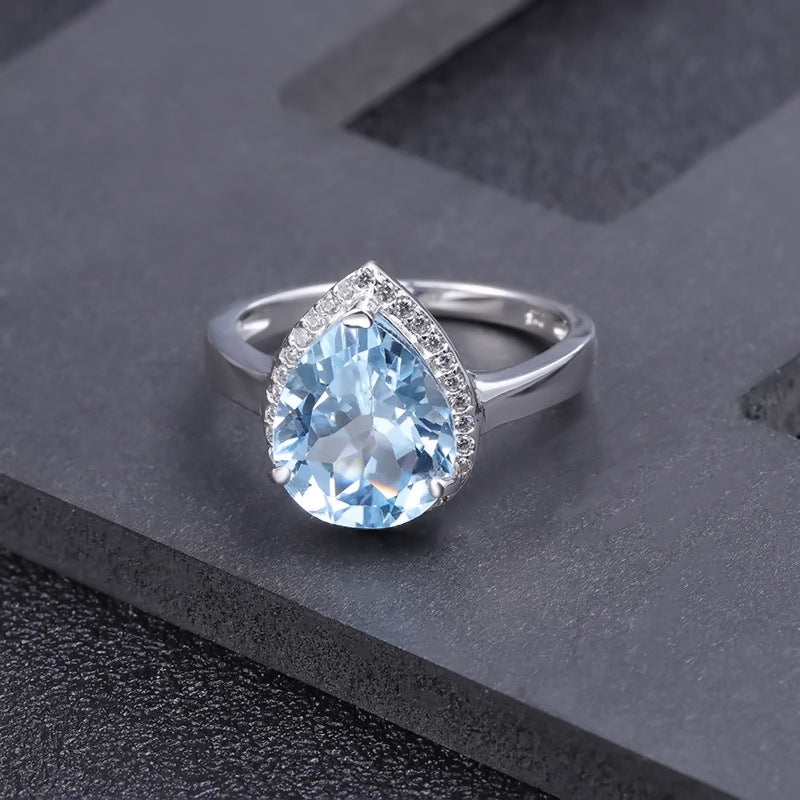 Pear Shaped Blue Topaz Ring - HERS