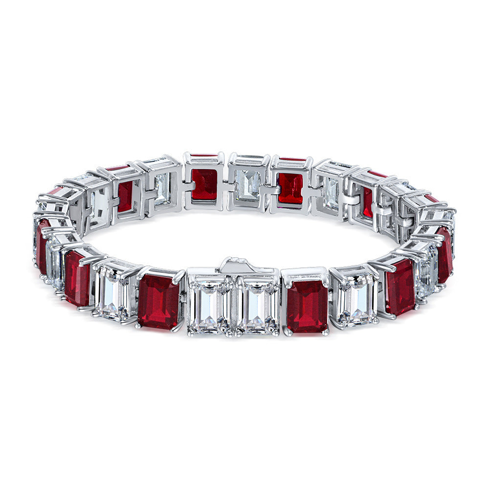 Emerald Cut Ruby Gemstone Bracelet - HERS