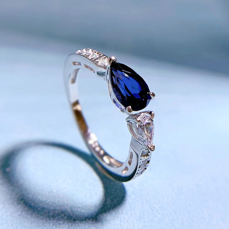 Pear Shaped Sapphire Band Ring