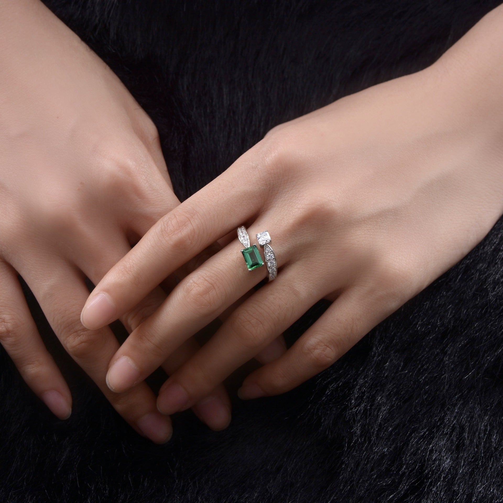 Emerald Cut Emerald Ring Set - HERS