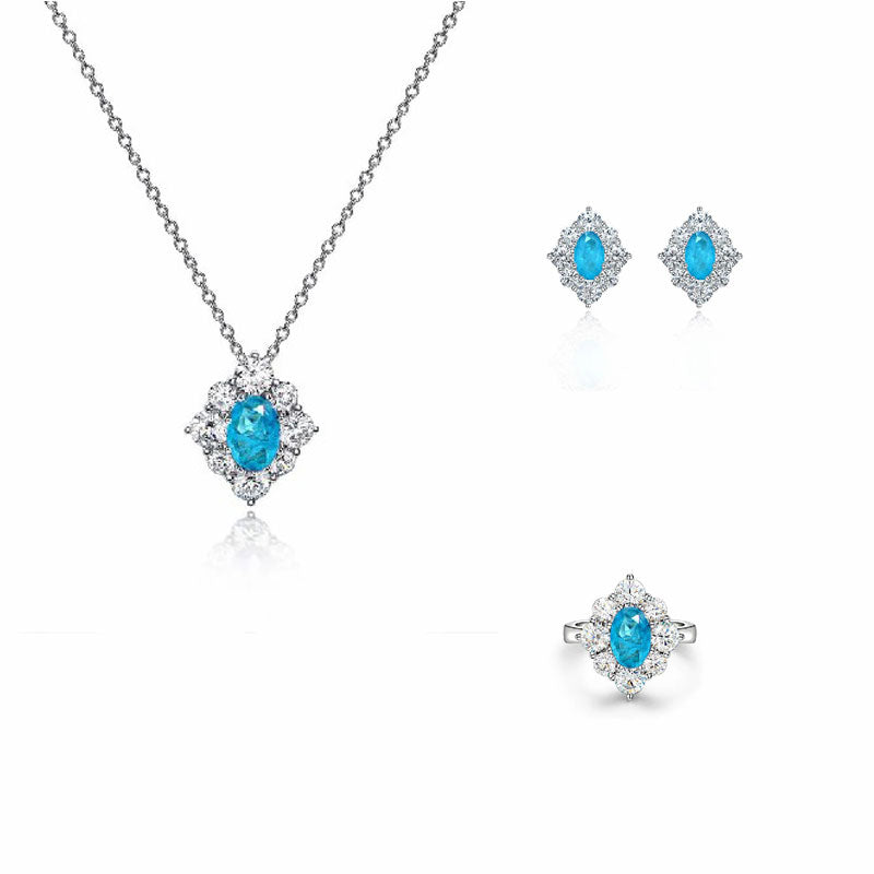 Paraiba Tourmaline Diamond Jewelry Set
