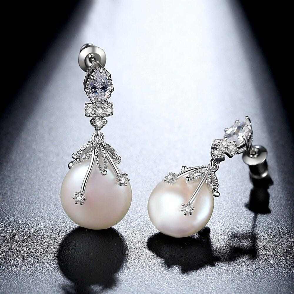 White Gold-Color Pearl Earrings (Out of Stock) - HER'S